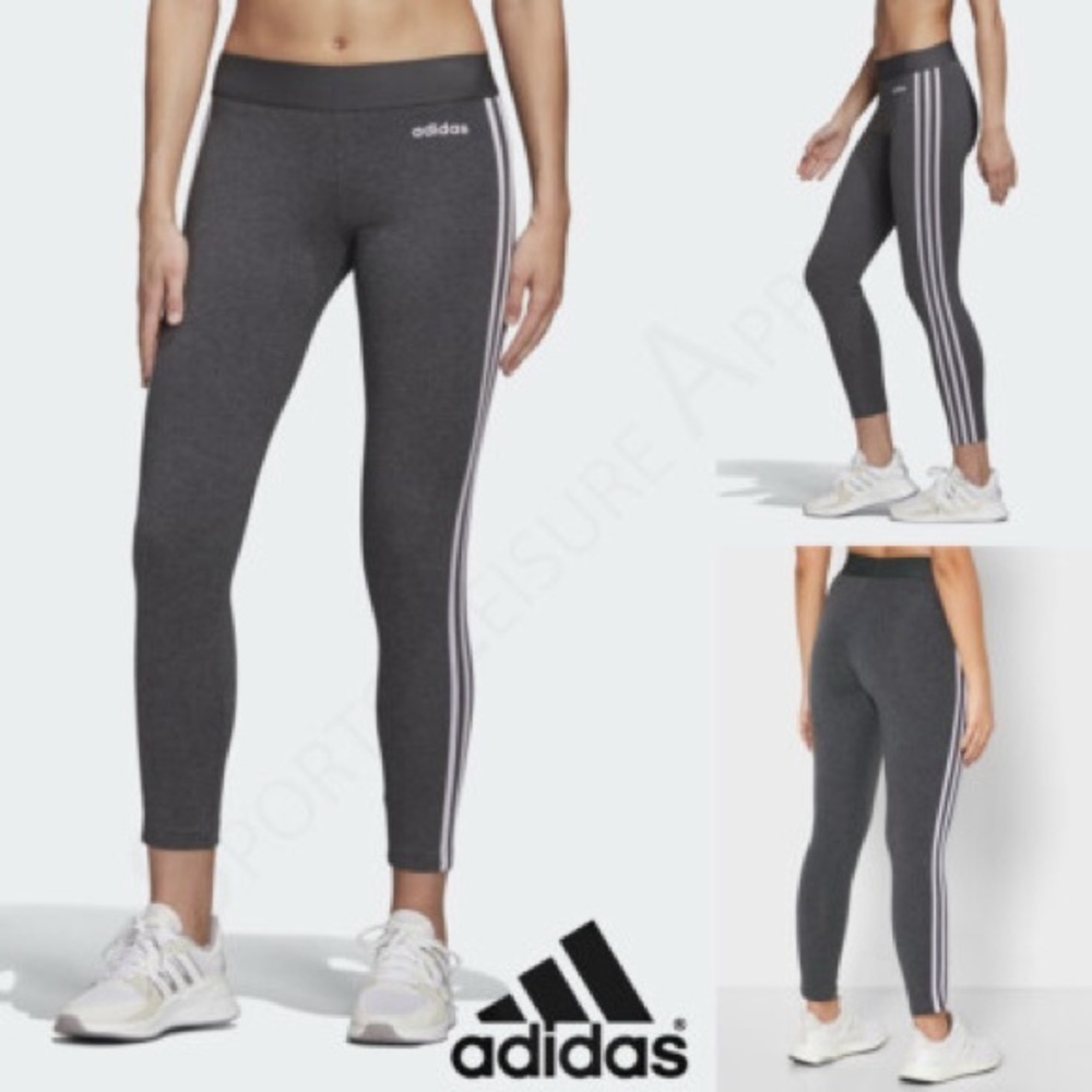Adidas Charcoal Leggings with White Accents